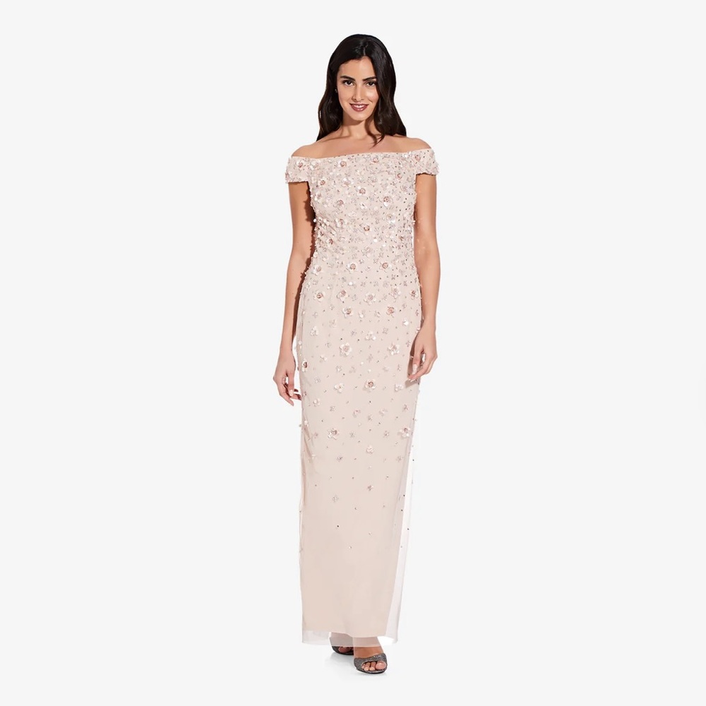 Adrianna Papell | Rosie Off-the-Shoulder Beaded Maxi Dress |